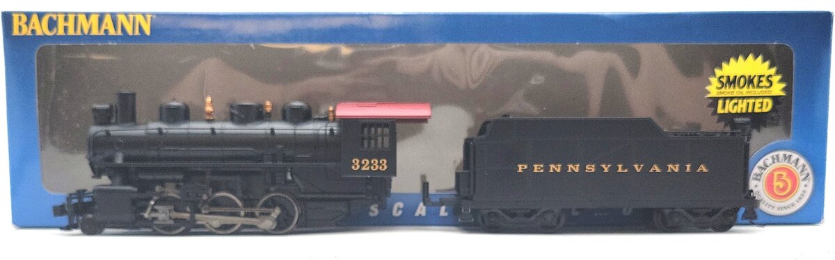 Bachmann 56514 HO Pennsylvania 2-6-0 Mogul Steam Loco w/Tender & Smoke #3233 LN/Box
