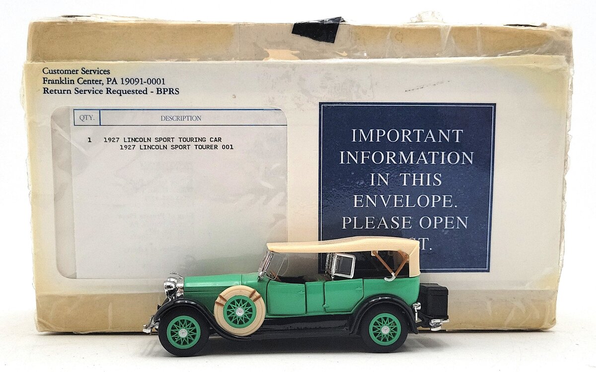 Franklin Mint B11PT93 1:43 Diecast 1927 Lincoln Sport Tourer LN/Box