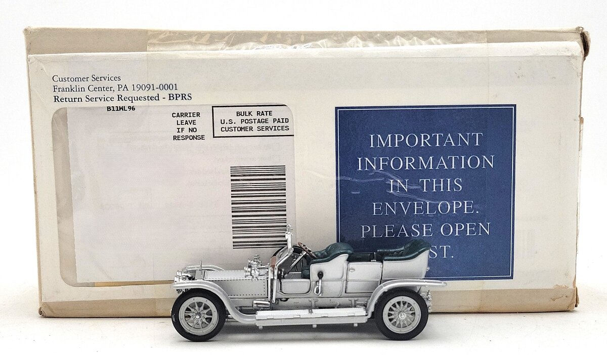 Franklin Mint B11WL96 1:43 Diecast 1907 Rolls Royce Silver Ghost LN/Box