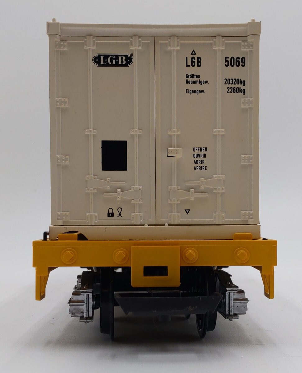 LGB 4160-DG G Scale Wilson Brothers Flatcar w/ Container Load #101 EX