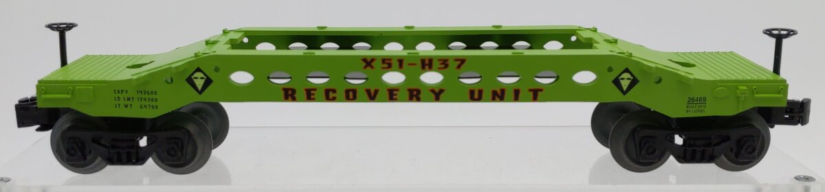 Lionel 6-26469 O Gauge Area 51 Recovery Unit X51-H37 Flat Car EX