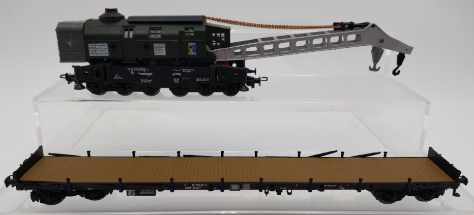 HO Scale Liliput 210 00 Crane Car & Fleischmann 5287 Flatcar [2] VG/Box