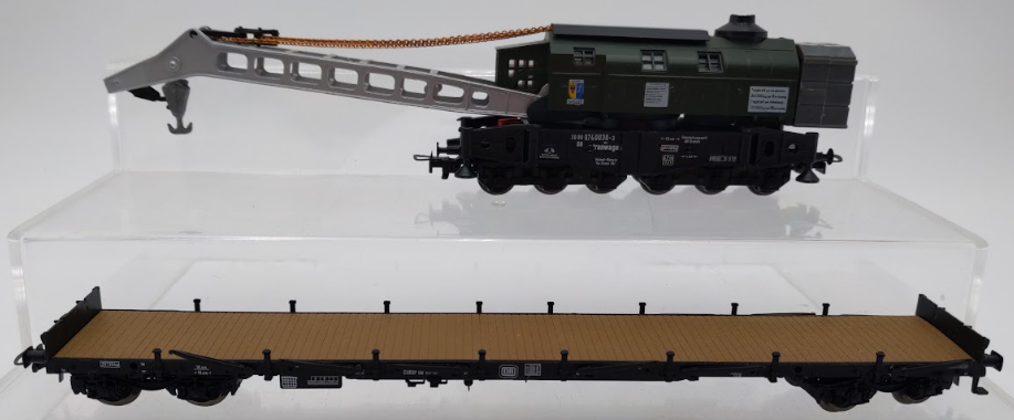 HO Scale Liliput 210 00 Crane Car & Fleischmann 5287 Flatcar [2] VG/Box