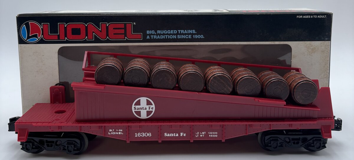 Lionel 6-16306 Santa Fe Barrel Ramp Car EX/Box