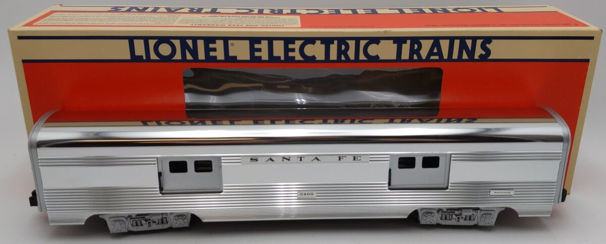 Lionel 6-19109 O Gauge Santa Fe Aluminum Baggage Car #3400 EX/Box
