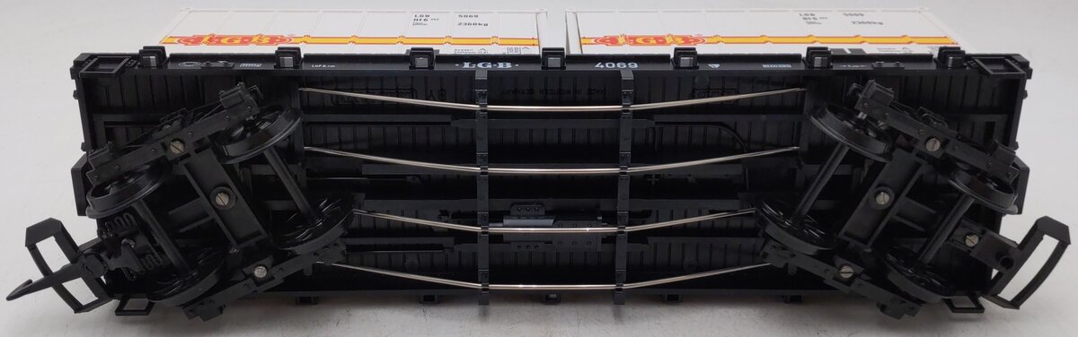 LGB 4069 G Scale Flatcar w/2 Grey LGB Containers EX/Box