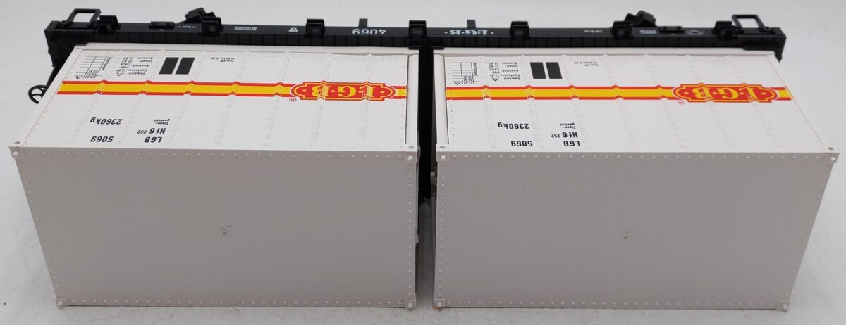 LGB 4069 G Scale Flatcar w/2 Grey LGB Containers EX/Box