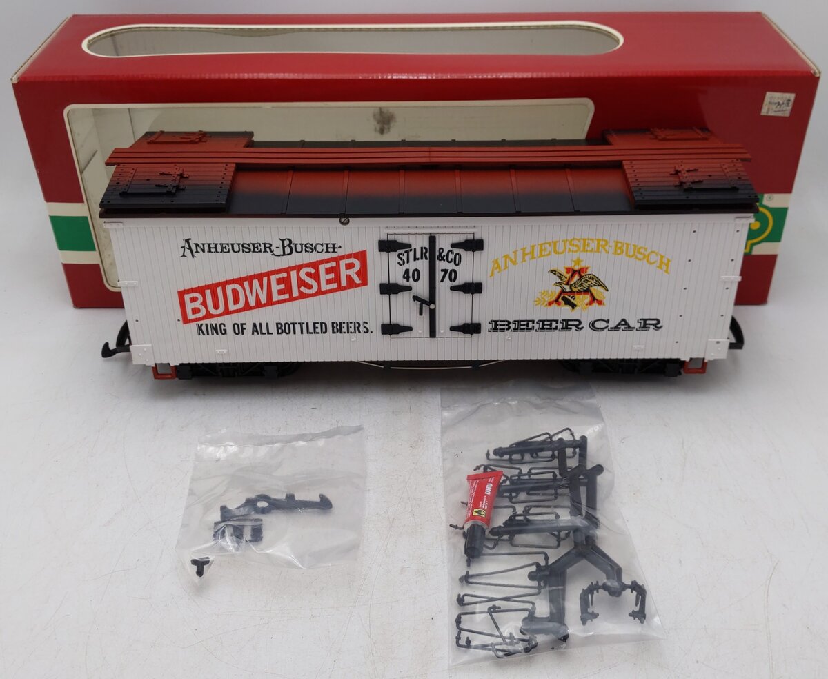 LGB 4070 G Scale Budweiser Woodside Reefer Car #4070 EX/Box