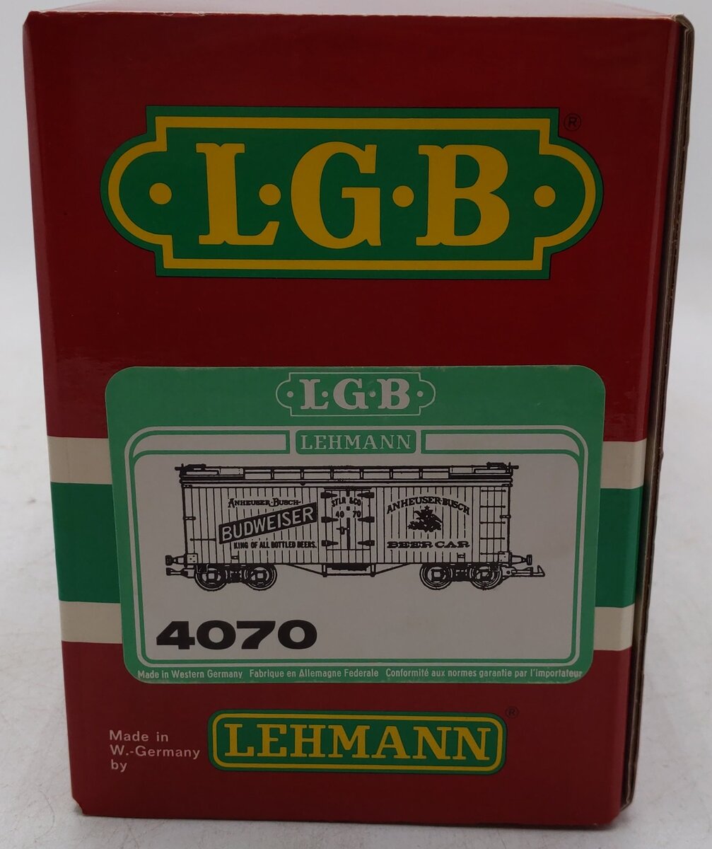 LGB 4070 G Scale Budweiser Woodside Reefer Car #4070 EX/Box