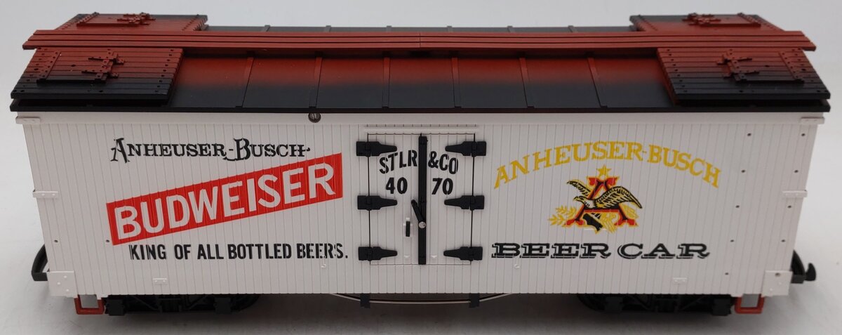 LGB 4070 G Scale Budweiser Woodside Reefer Car #4070 EX/Box