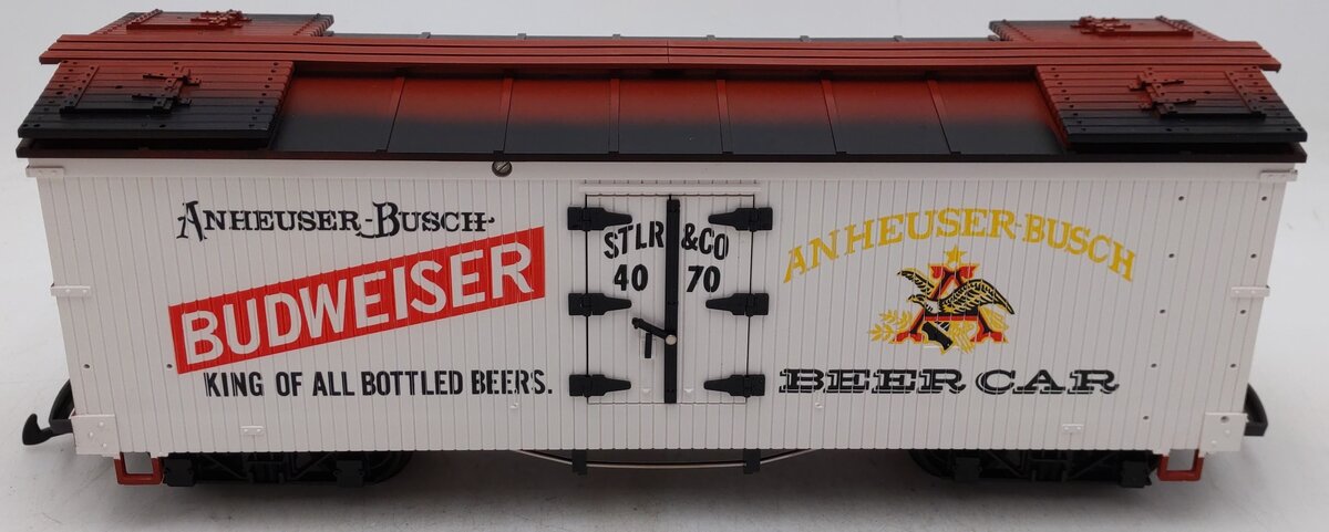 LGB 4070 G Scale Budweiser Woodside Reefer Car #4070 EX/Box