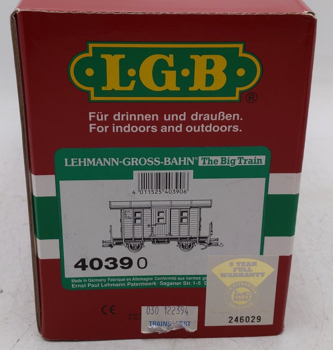LGB 40390 G Scale Baggage Car EX/Box