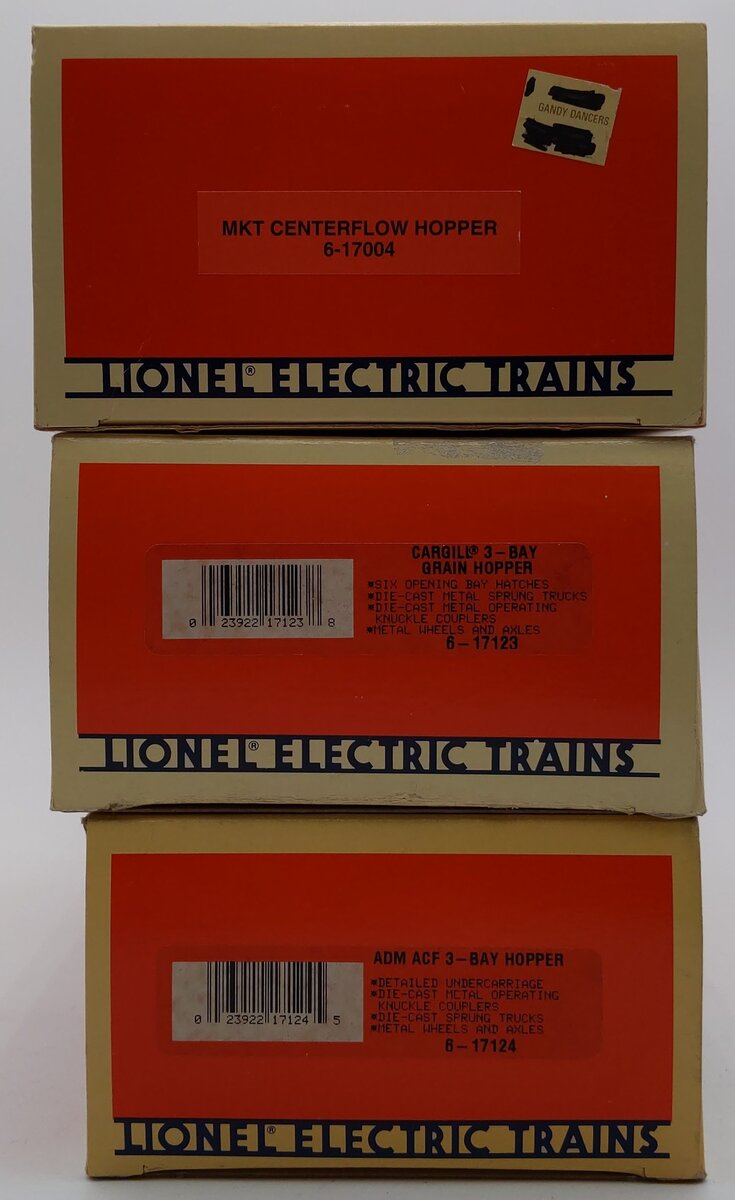 Lionel O Gauge Hopper Cars: 6-17004, 6-17123, 6-17124 [3] EX/Box
