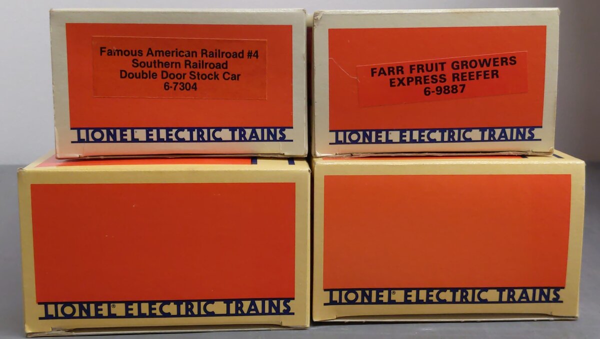 Lionel O Gauge Assorted Freight Cars: #16922, #7403, #9887, #17222 [4] LN/Box