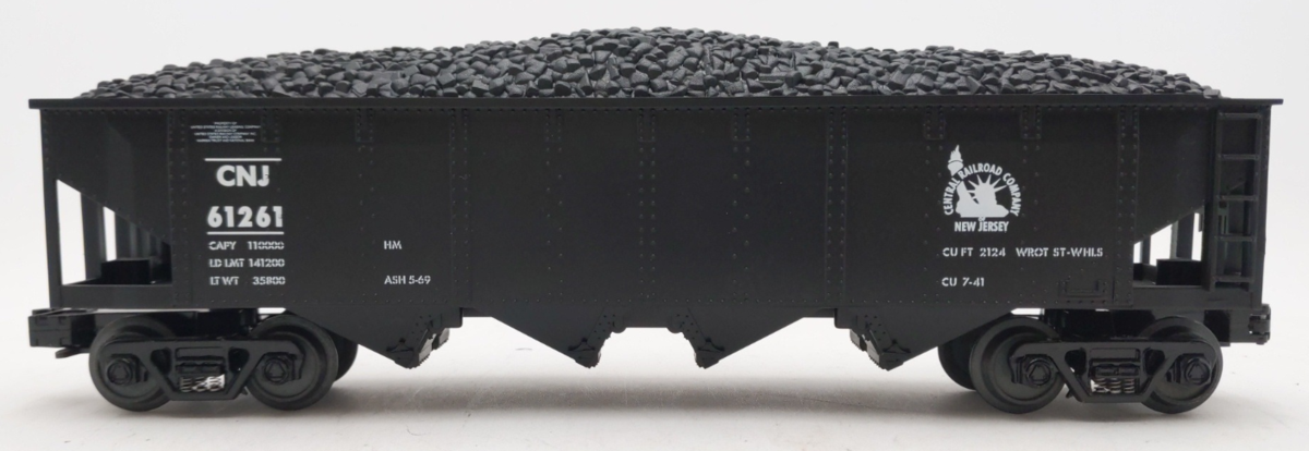 MTH O Gauge CNJ 4 Bay Hopper w/ Coal Load #61261 LN