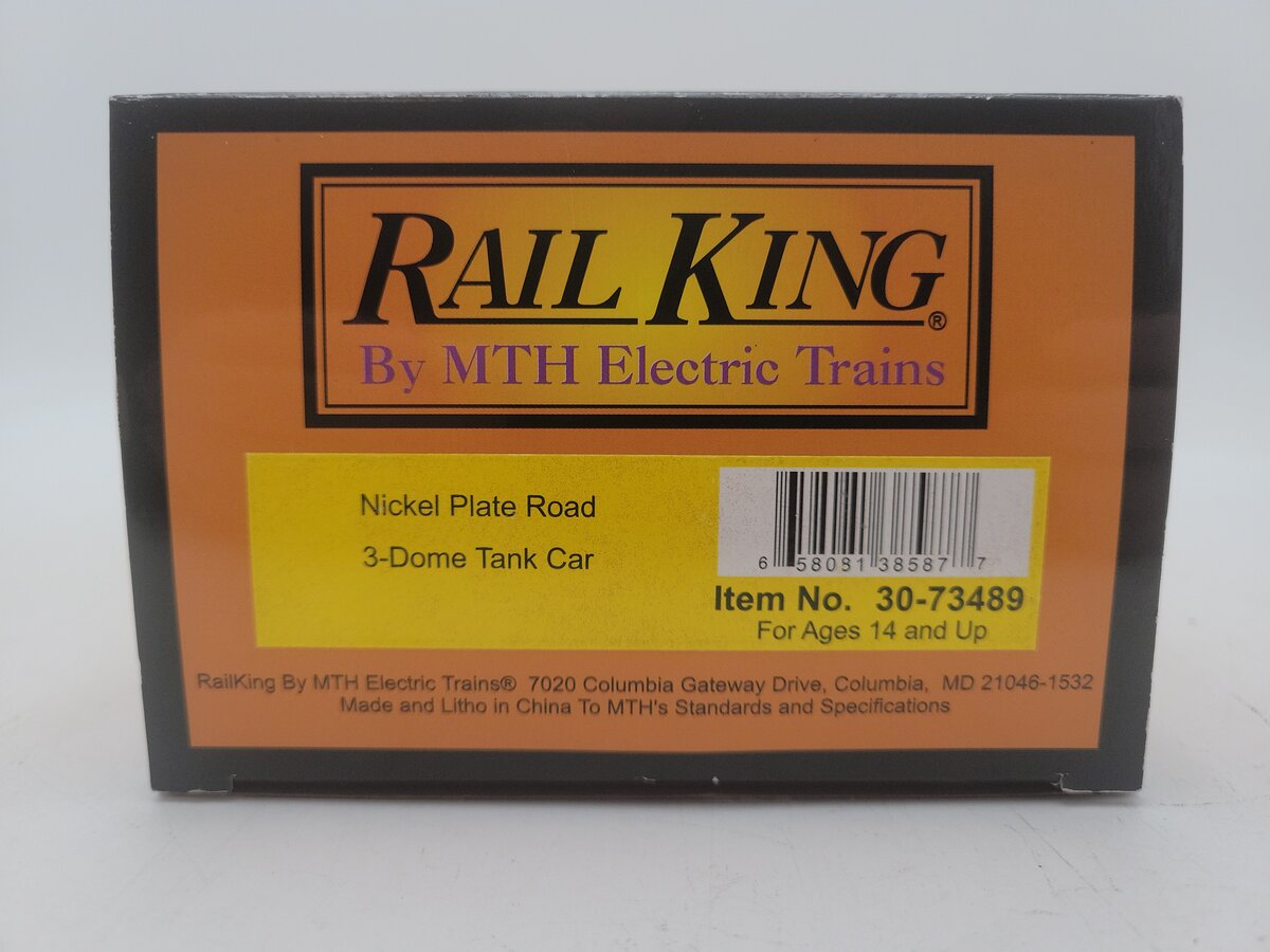 MTH 30-73489 O Nickel Plate Road RailKing 3-Dome Tank Car LN/Box