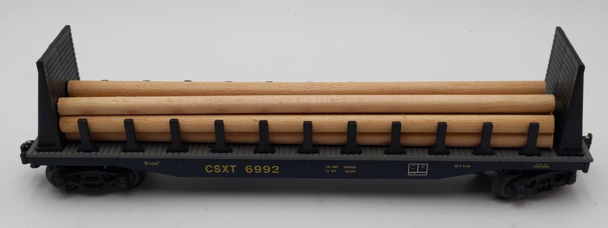 K-Line 6992 O CSXT Classic Flat Car w/Lumber Load #6992 EX/Box