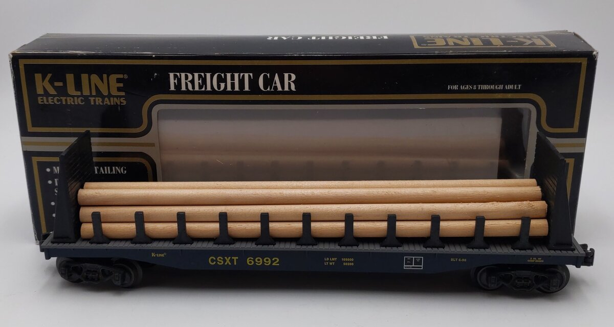 K-Line 6992 O CSXT Classic Flat Car w/Lumber Load #6992 EX/Box