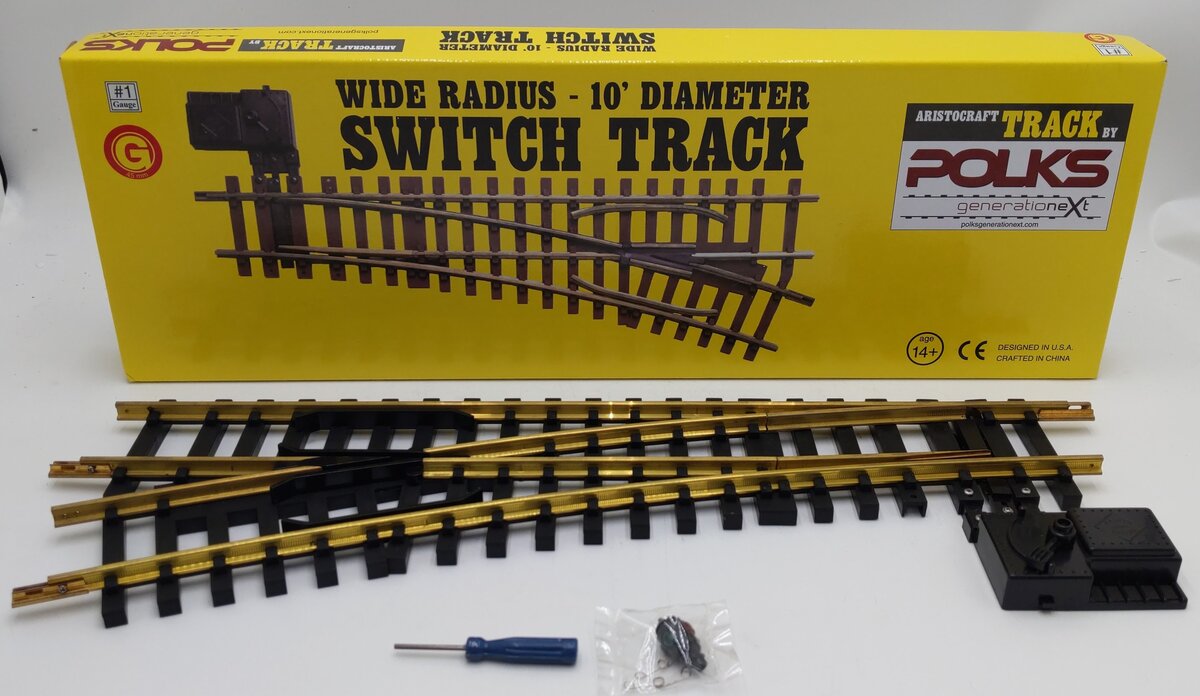 Aristo-Craft 20380 G Scale Stainless Steel Left Hand Manual Switch Turnout EX/Box