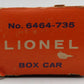 Lionel 6464-735 O Gauge New Haven Box Car #6464725 VG/Box