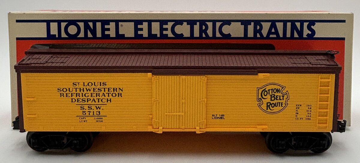 Lionel 6-5713 O Gauge SSW Cotton Belt Route Woodside Reefer Car EX/Box