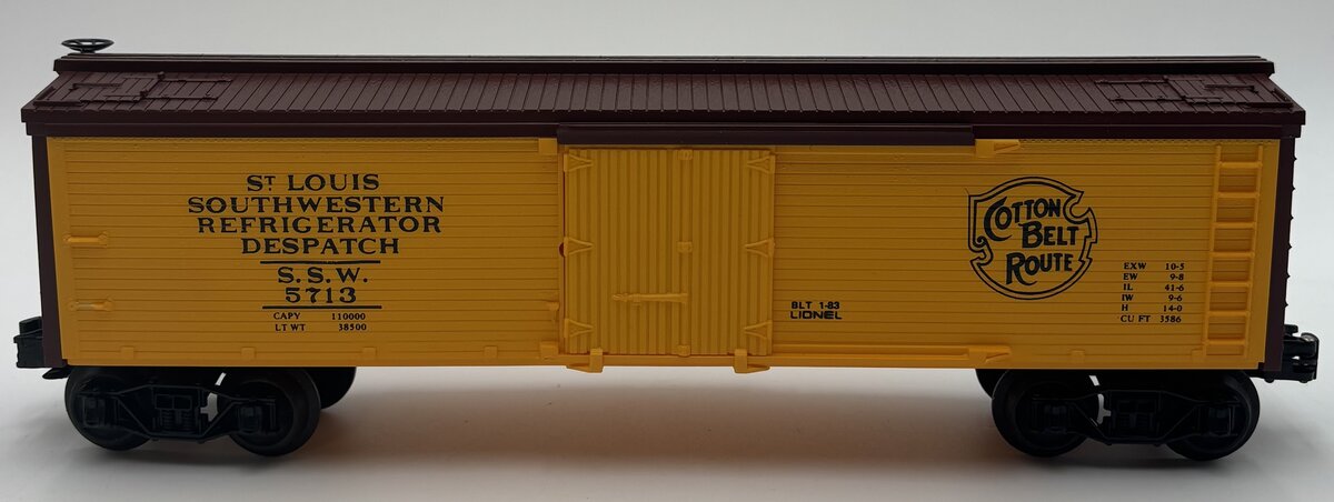 Lionel 6-5713 O Gauge SSW Cotton Belt Route Woodside Reefer Car EX/Box