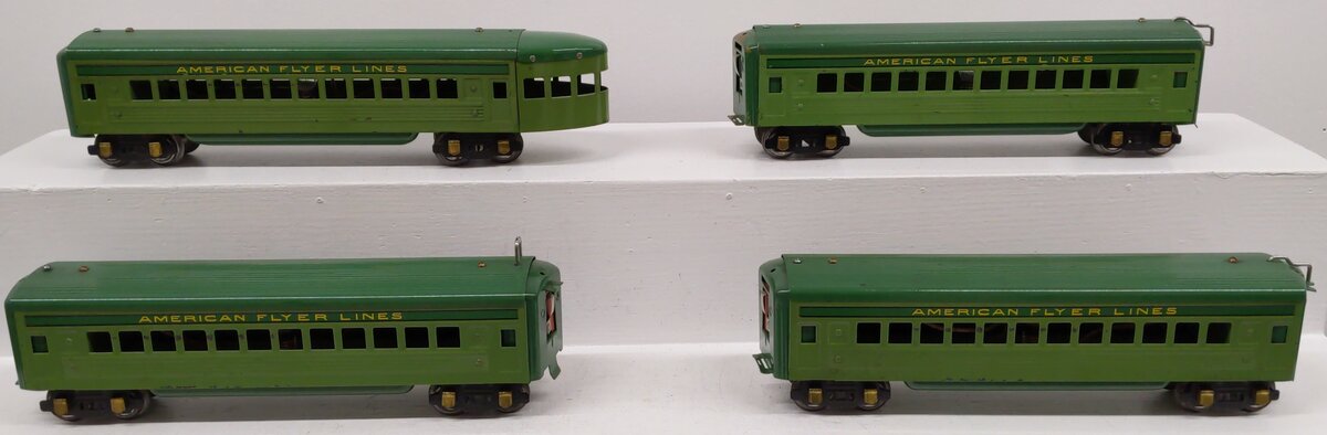 American Flyer Vintage O Gauge 1777 Green Diamond Passenger Car Set VG