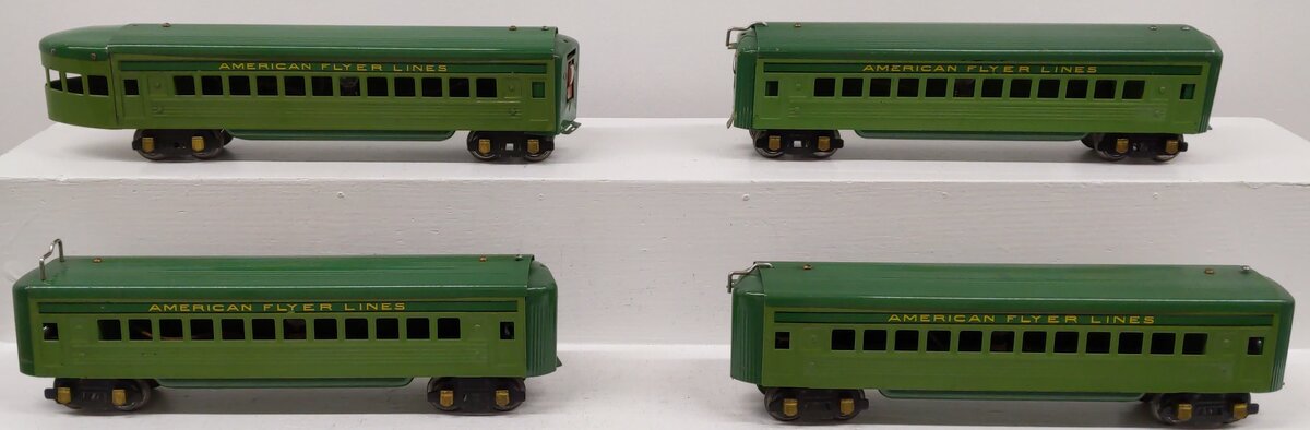 American Flyer Vintage O Gauge 1777 Green Diamond Passenger Car Set VG