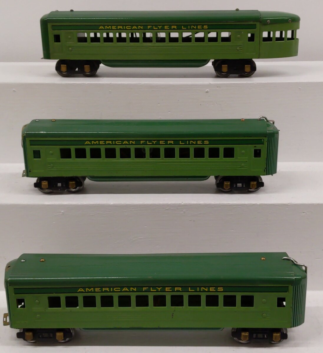 American Flyer Vintage O Gauge 1777 Green Diamond Passenger Car Set VG