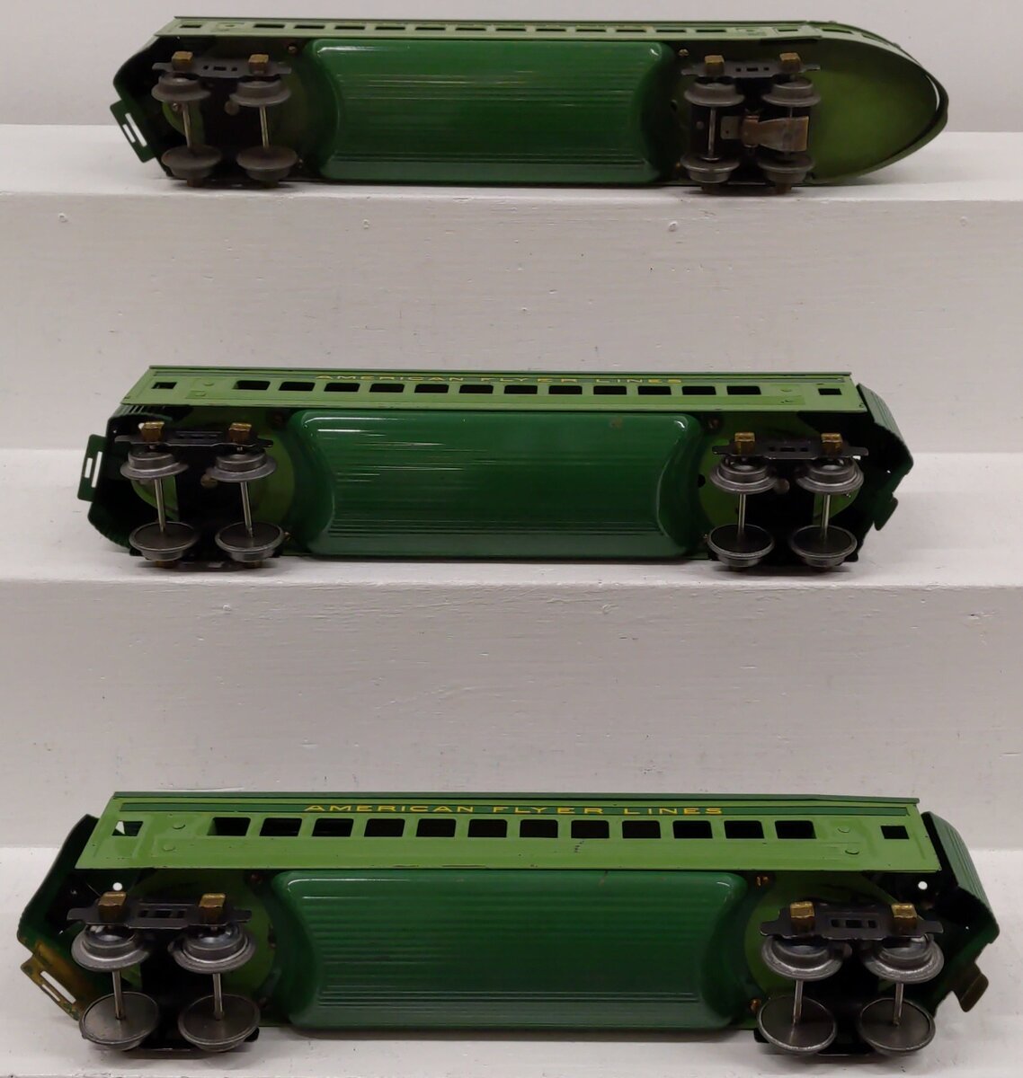American Flyer Vintage O Gauge 1777 Green Diamond Passenger Car Set VG