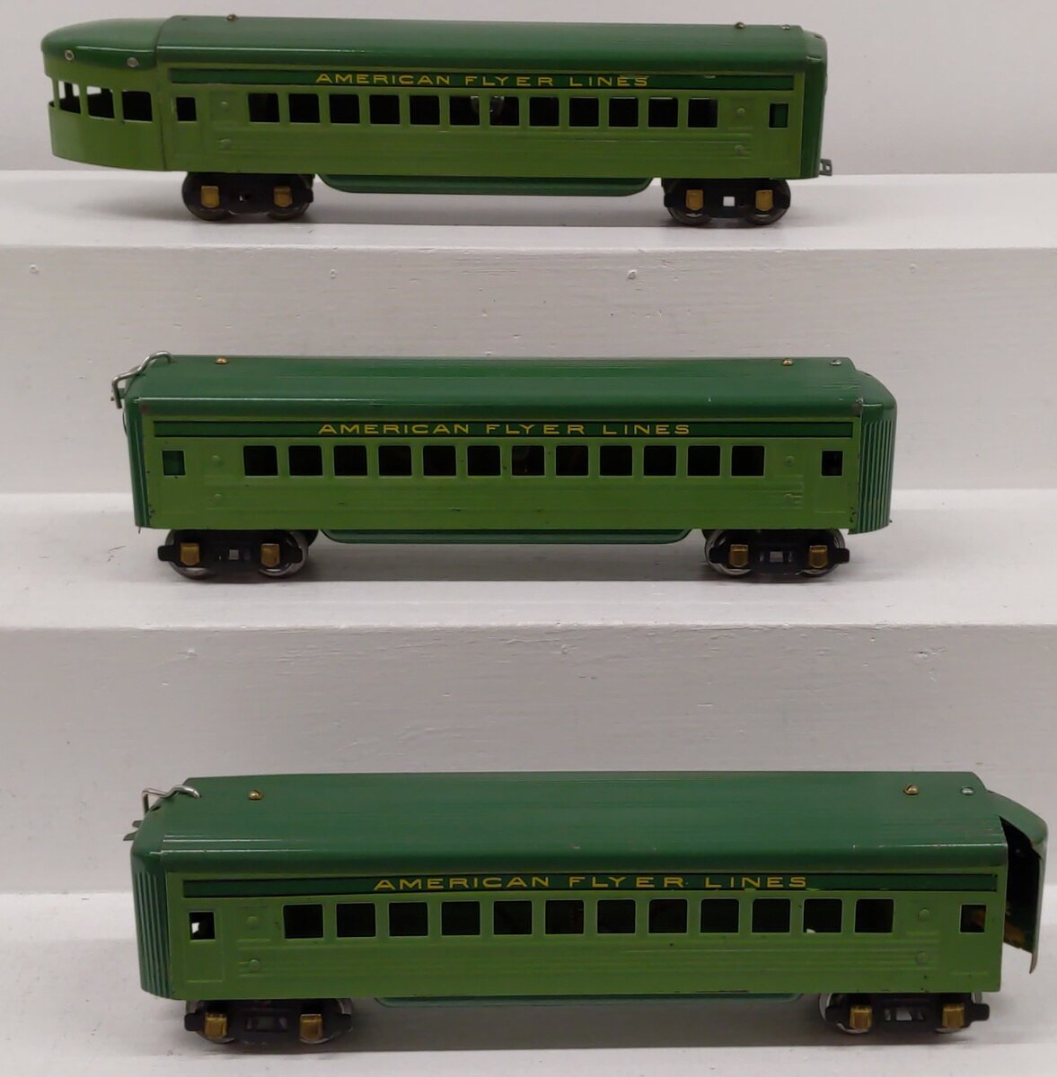 American Flyer Vintage O Gauge 1777 Green Diamond Passenger Car Set VG