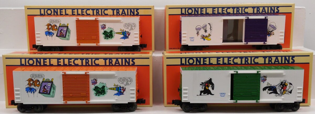 Lionel O Gauge Assorted Freight Cars: #19264, #19264, #19262, #19261 [4] EX/Box