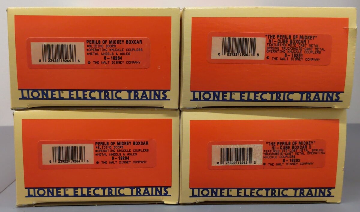 Lionel O Gauge Assorted Freight Cars: #19264, #19264, #19262, #19261 [4] EX/Box