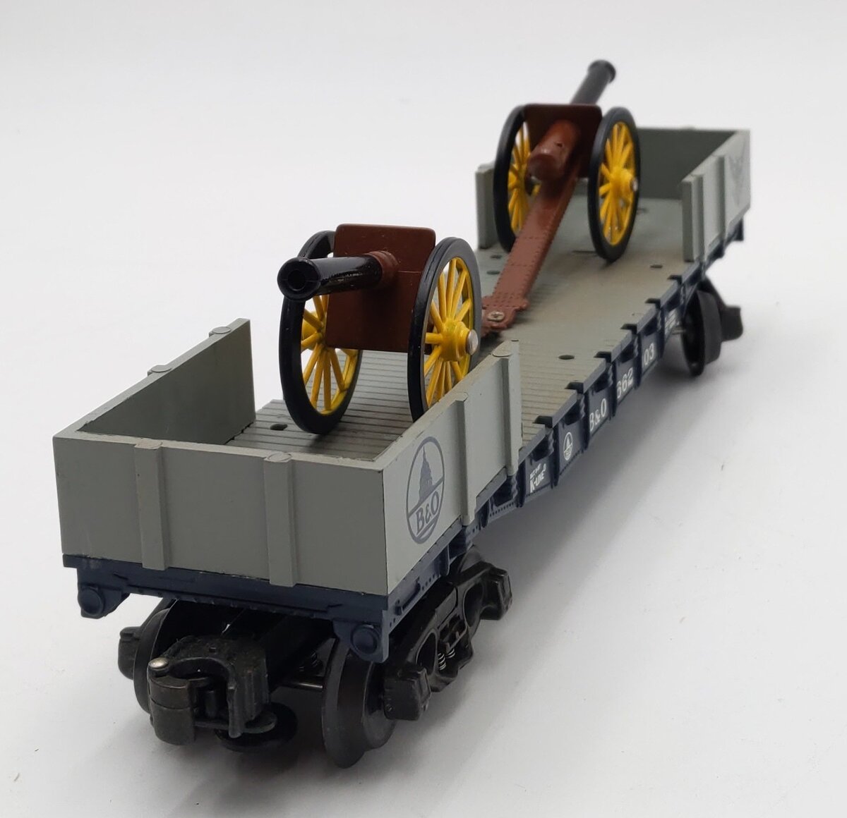 K-Line K-662803 O Baltimore & Ohio (B&O) Classic Flat Car with Cannons LN/Box