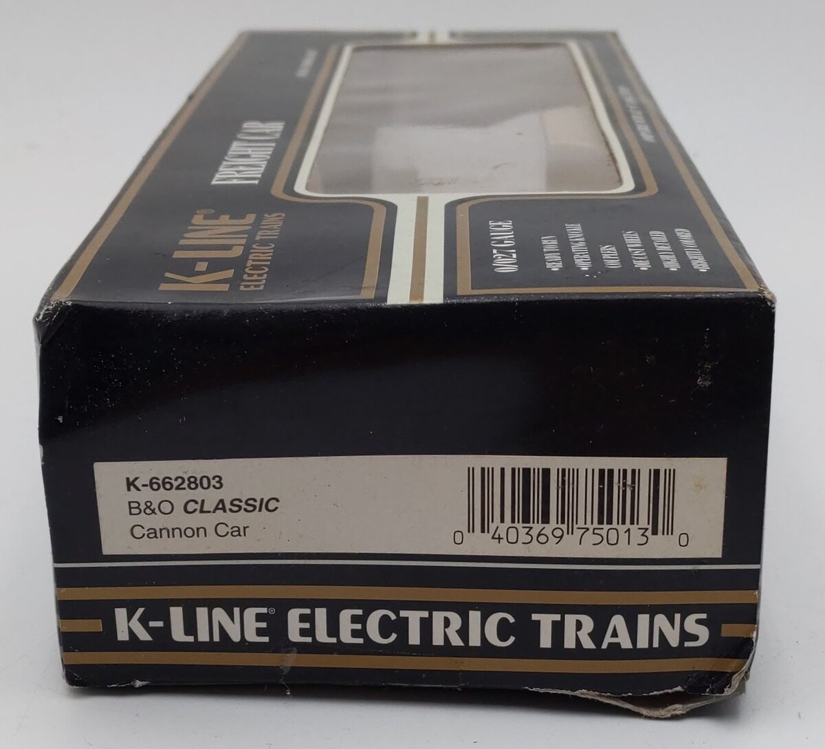 K-Line K-662803 O Baltimore & Ohio (B&O) Classic Flat Car with Cannons LN/Box