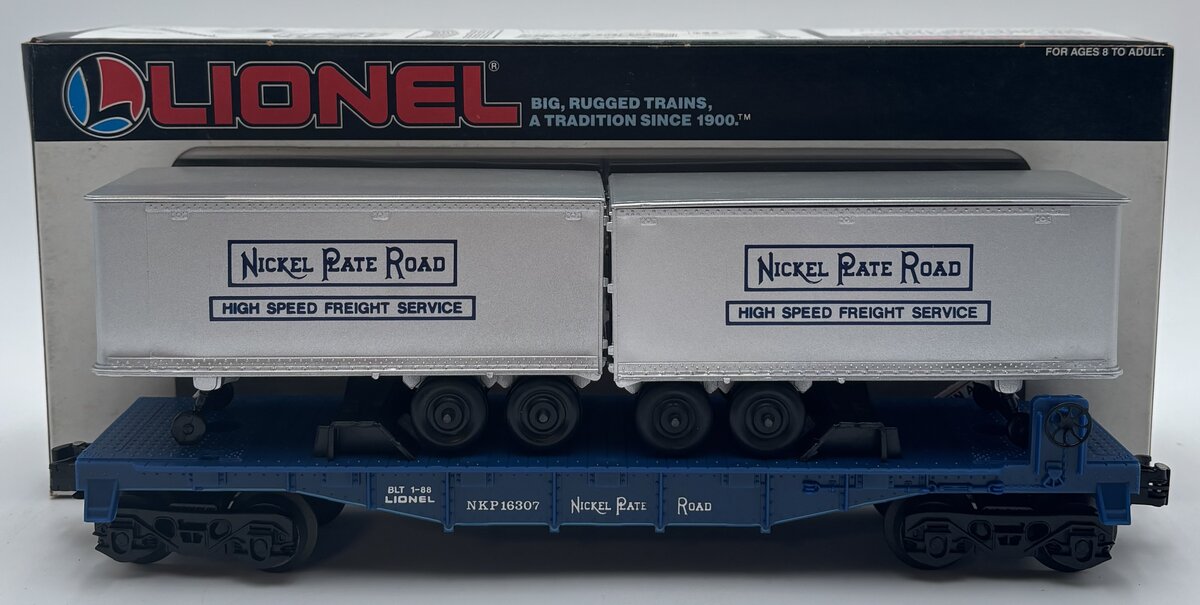 Lionel 6-16307 O Gauge Nickel Plate Road Flatcar with Trailers LN/Box