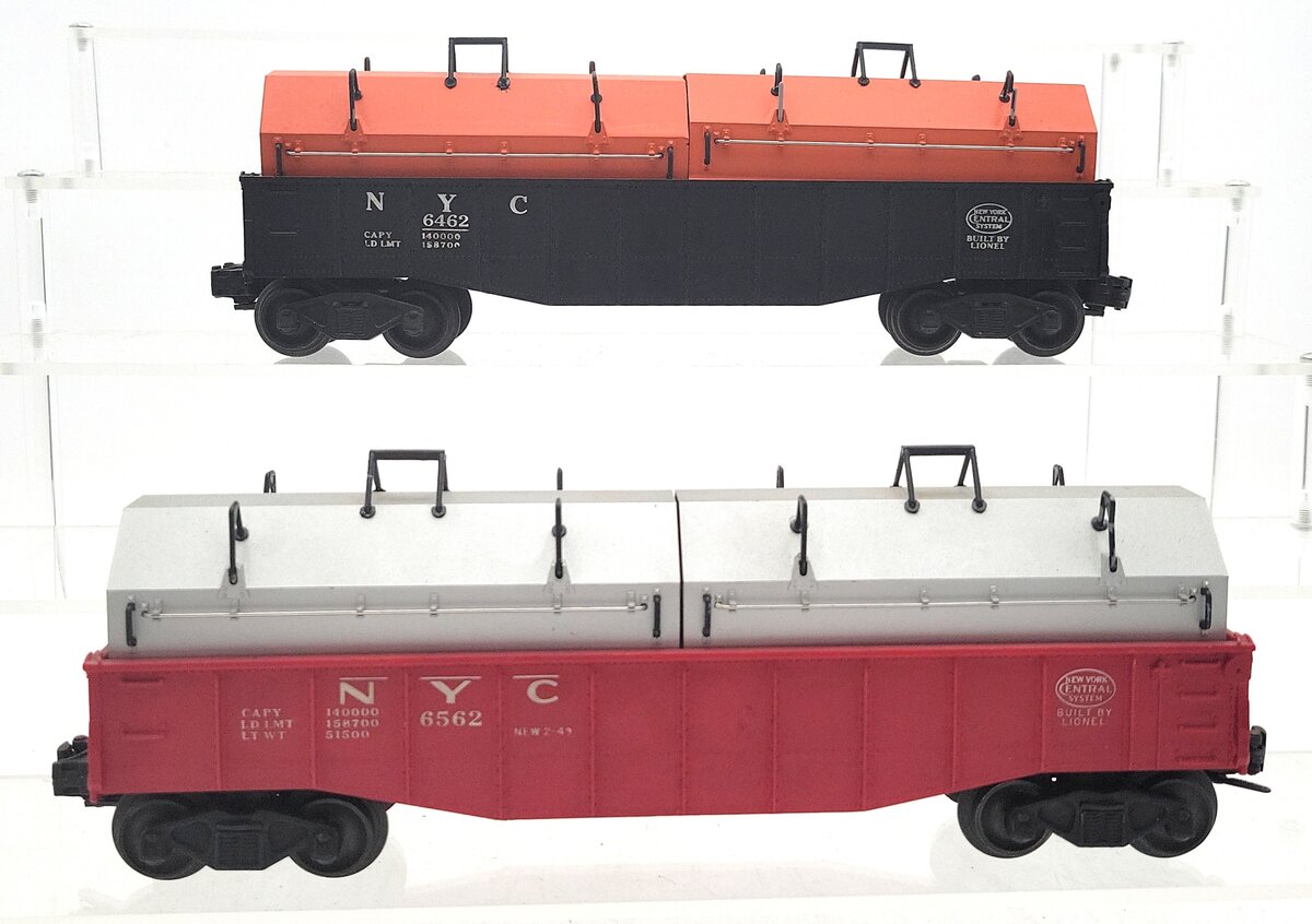 Lionel O Gauge New York Central Assorted Gondolas: 6562, 6462 [2] VG