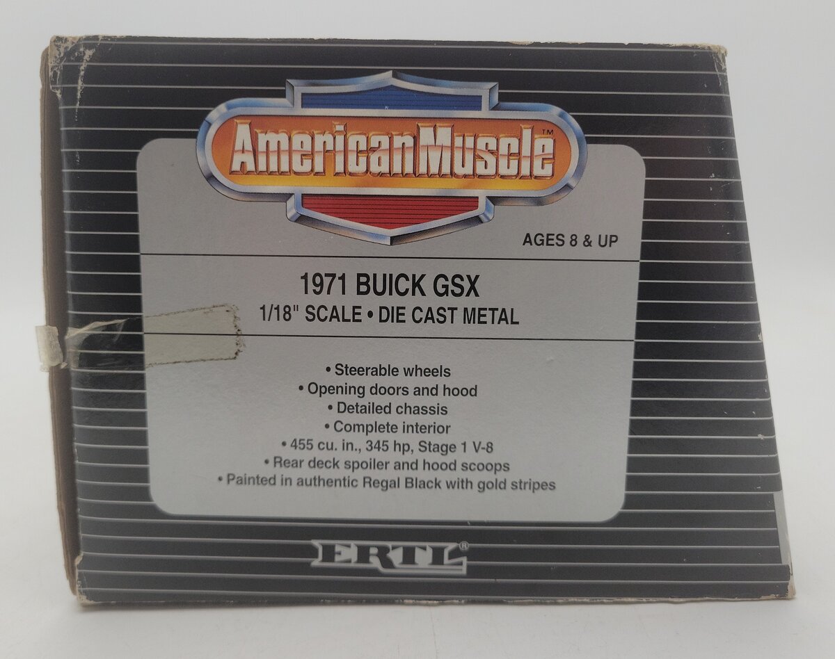 Ertl 7604 1:18 1971 Buick GSX in Black & Gold EX/Box