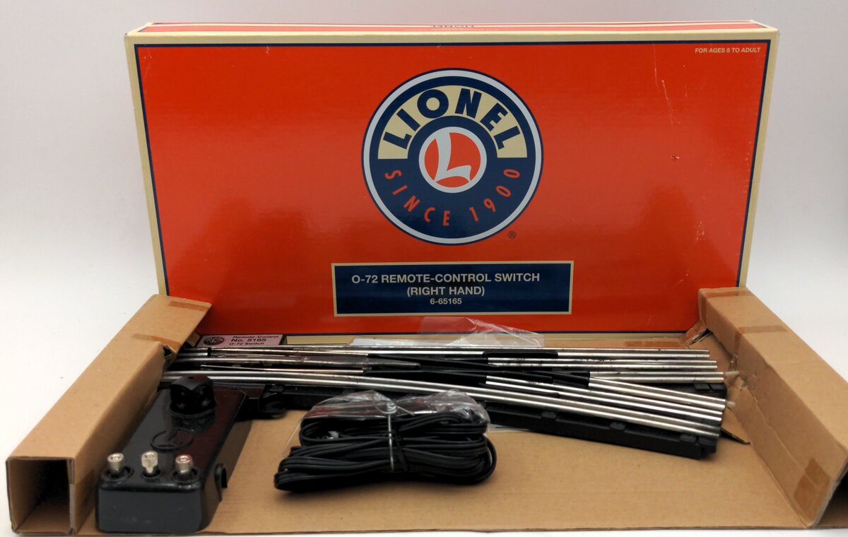 Lionel 6-65165 O Gauge O72 Right Hand Remote Control Switch Turnout EX/Box