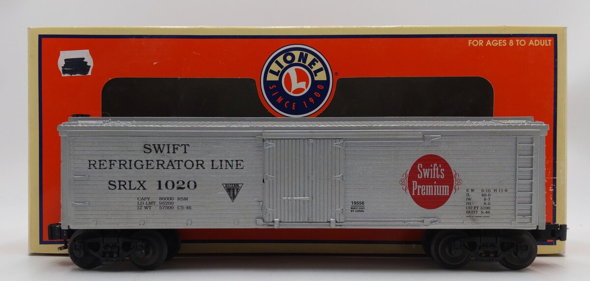 Lionel 6-19556 O Gauge Swift 5700 Reefer Car #1020 (Silver) EX/Box