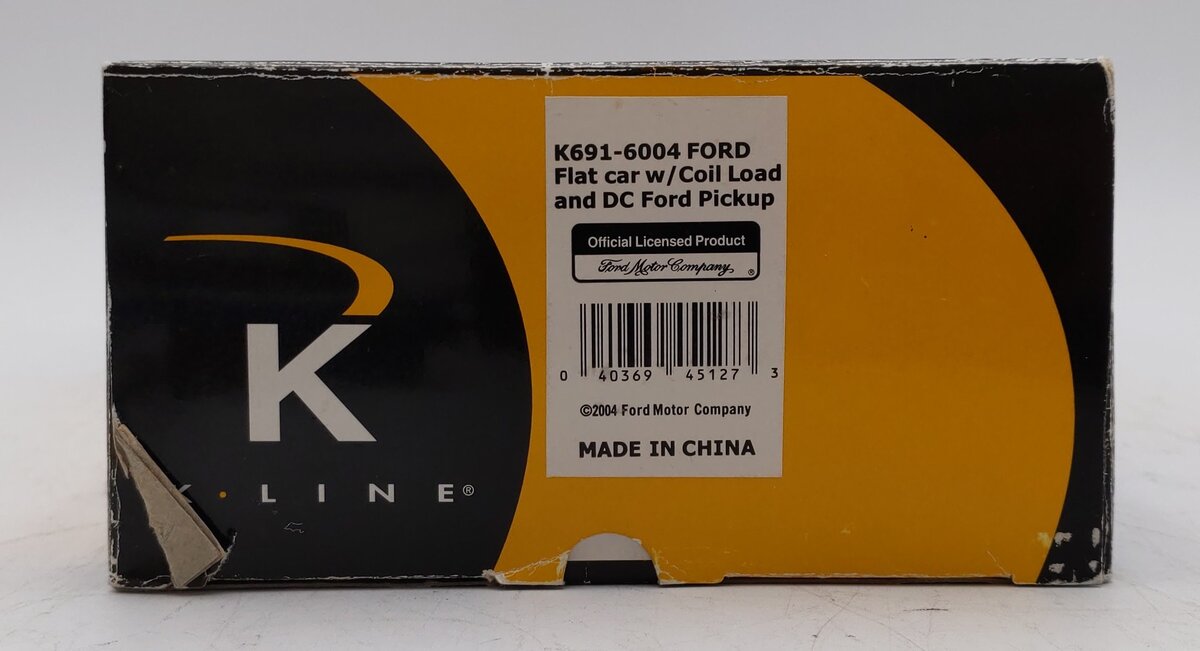K-Line K691-6004 O Ford Flatcar w/Pickup & Coil Load & DC Ford Pickup #6916004 LN/Box