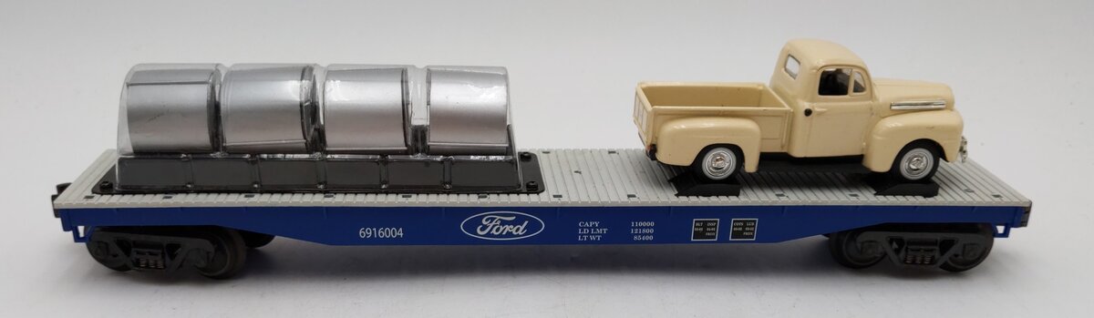 K-Line K691-6004 O Ford Flatcar w/Pickup & Coil Load & DC Ford Pickup #6916004 LN/Box