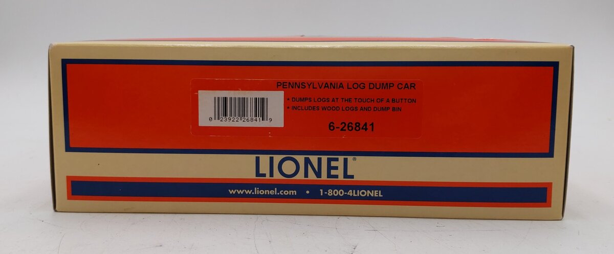 Lionel 6-26841 O Pennsylvania Railroad Log Dump Car #224 VG/Box