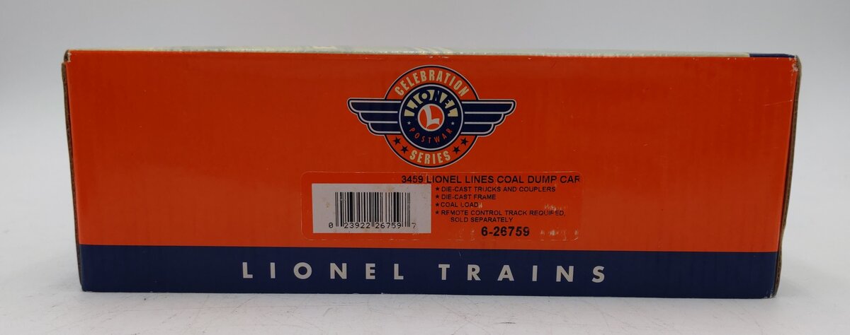 Lionel 6-26759 PWC #3459 Operating Coal Dump Car VG/Box
