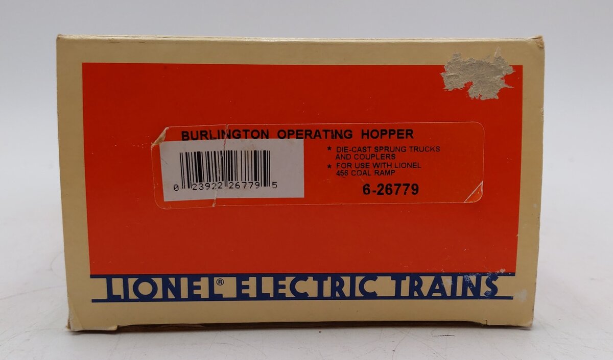 Lionel 6-26779 O Gauge Burlington Operating Hopper #189312 w/ Coal Load LN/Box