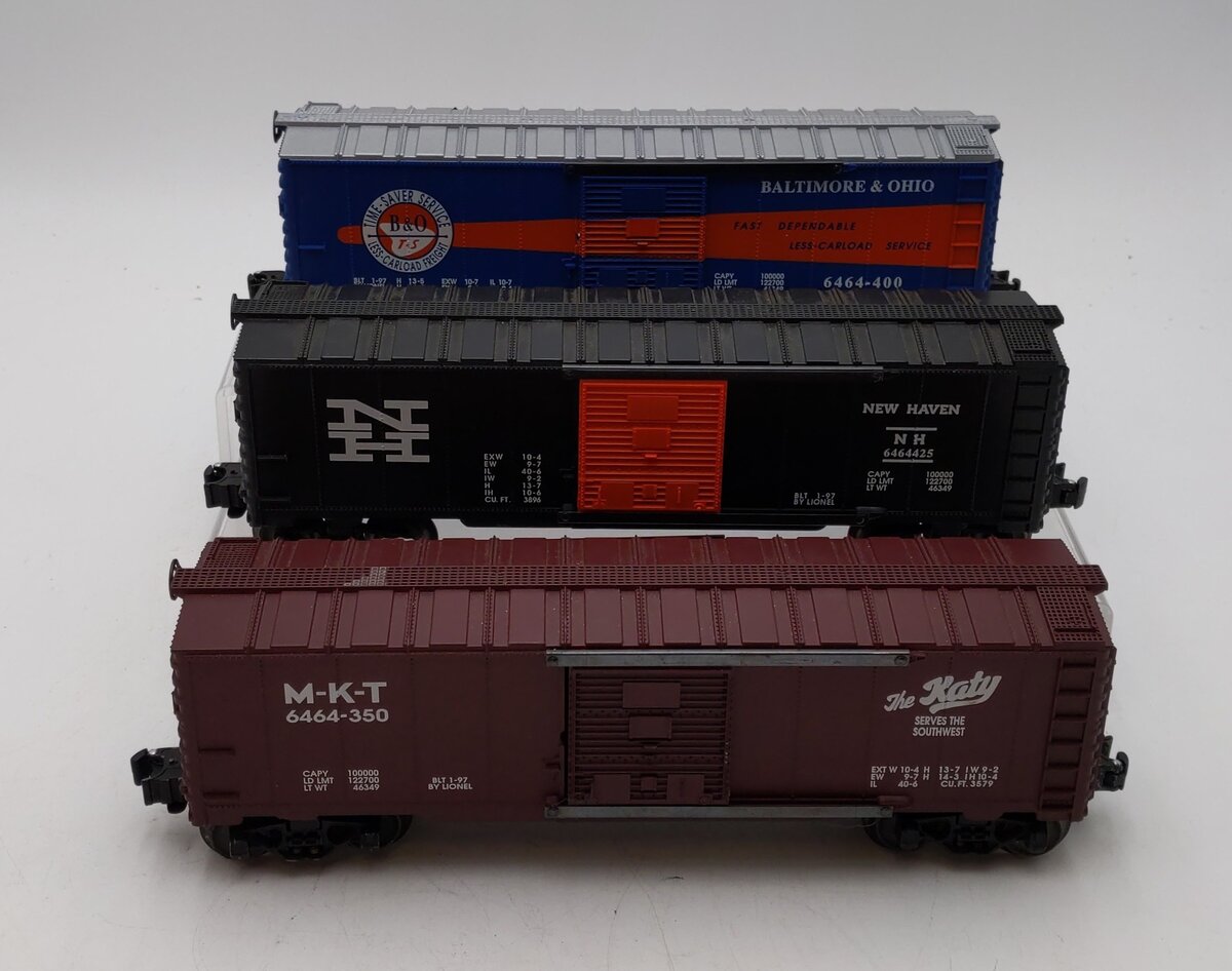 Lionel 6-19292 O Gauge B&O 6464 Boxcar Series Vl (Set of 3) VG/Box