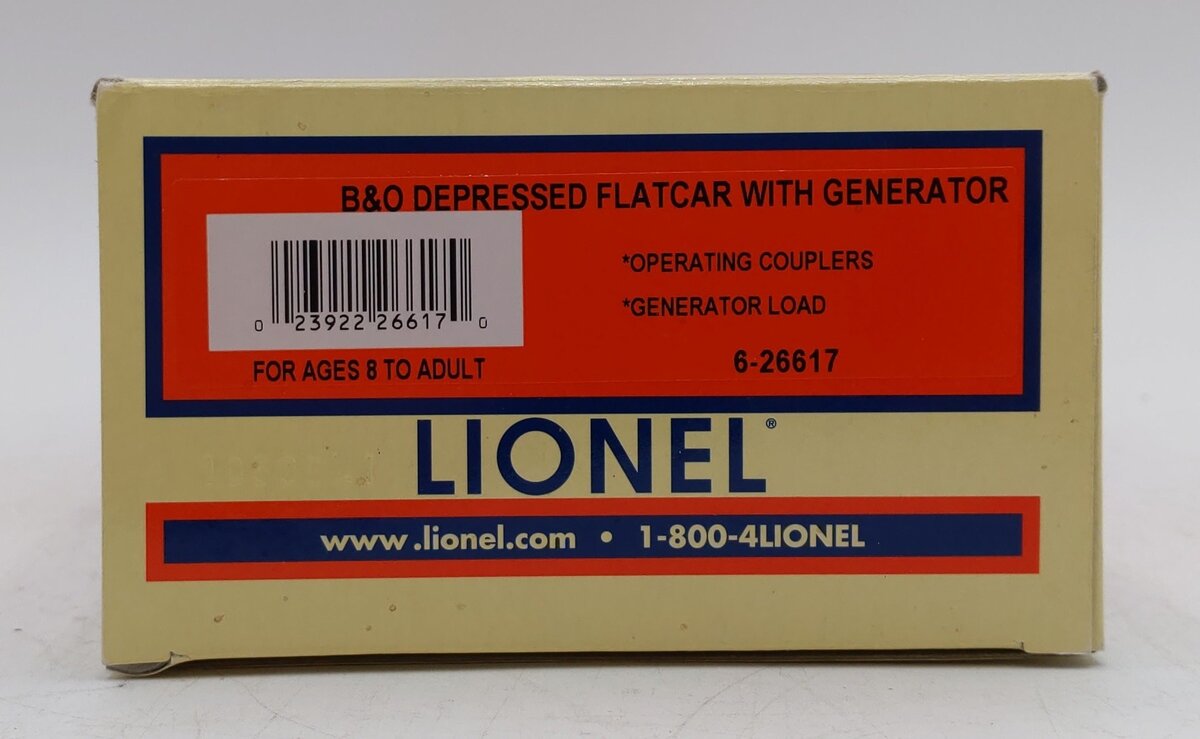 Lionel 6-26617 Baltimore & Ohio Depressed Center Flatcar w/Generator LN/Box