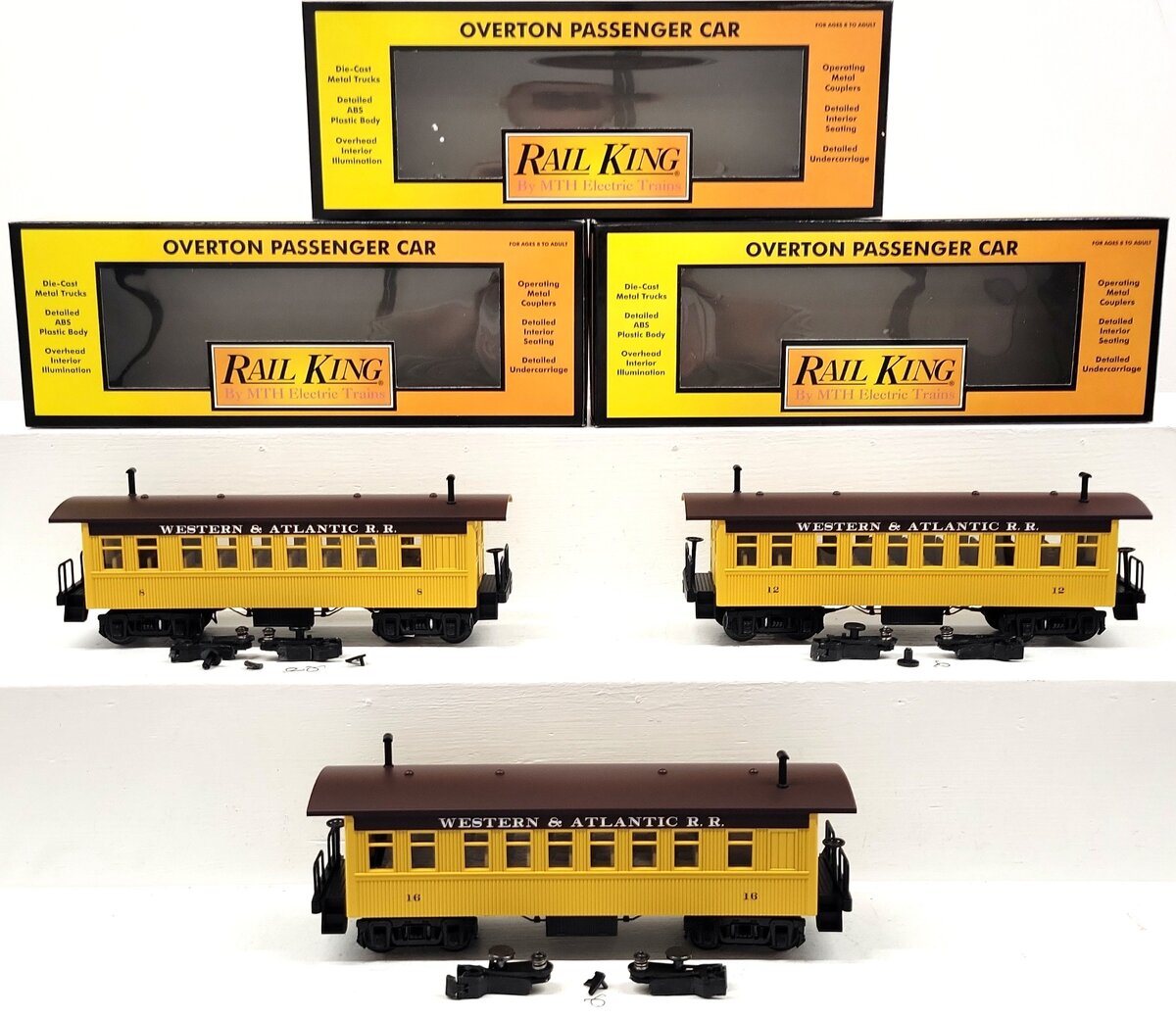 MTH 30-6400 O Gauge Western & Atlantic Overton Passenger Coach 3 Car Set EX/Box