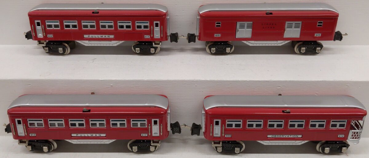 MTH 10-1025 O Terra Cotta #613 Passenger Car Set (Set of 4) EX