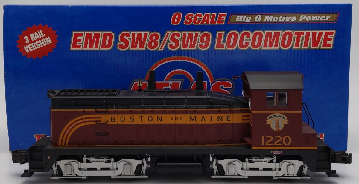 Atlas 6125-1 O Gauge Boston & Maine SW9 Diesel Locomotive #1220 EX/Box